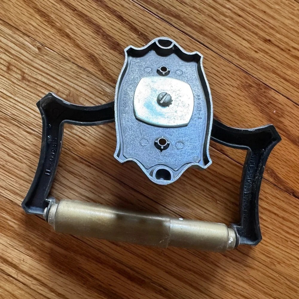 Vintage Brass and Black toilet paper holder